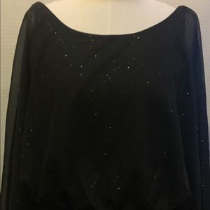 Dolman sleeve black shimmer top dress
